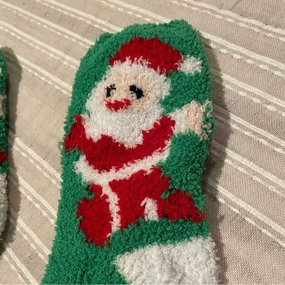 Unbranded Santa Claus Snowflake Stretchy Fuzzy Christmas Socks - Picture 3 of 5